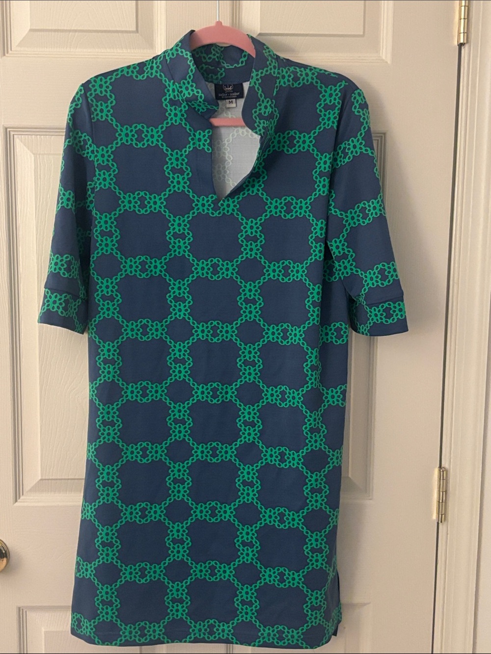 Sailor Sailor Navy & Green Patterned Stretch Dress